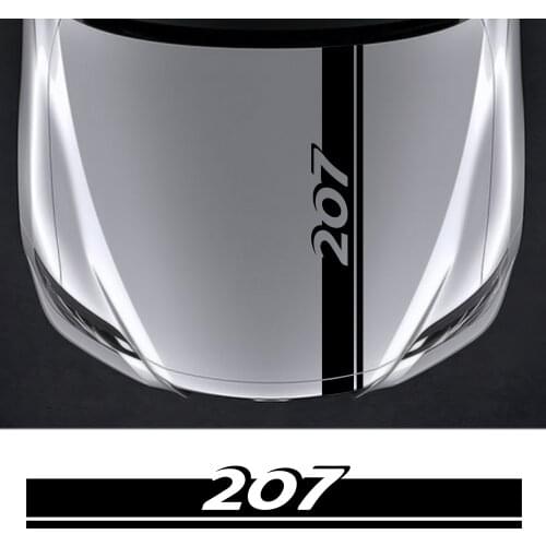 Car Engine Bonnet Cover Trim Side Long Stripe Decals For Peugeot 207 Auto Sport Waterproof Wrap Stickers Vinyl Accessories