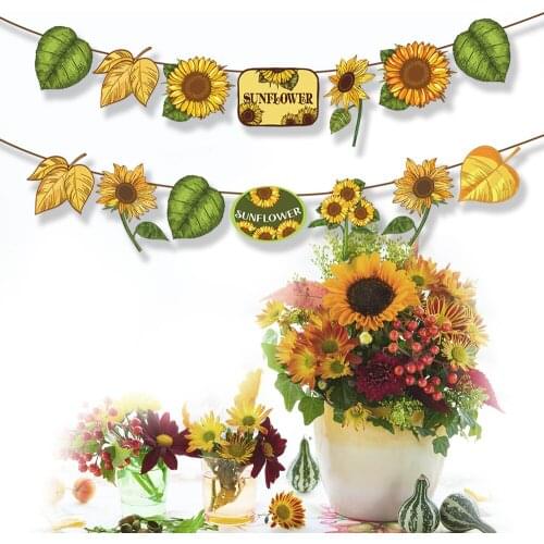 Happy Birthday Sunflower Parties Banner Baby Shower Wall Hanging Bunting Party Decoration Kid DIY Sunflower Birthday Party Favor