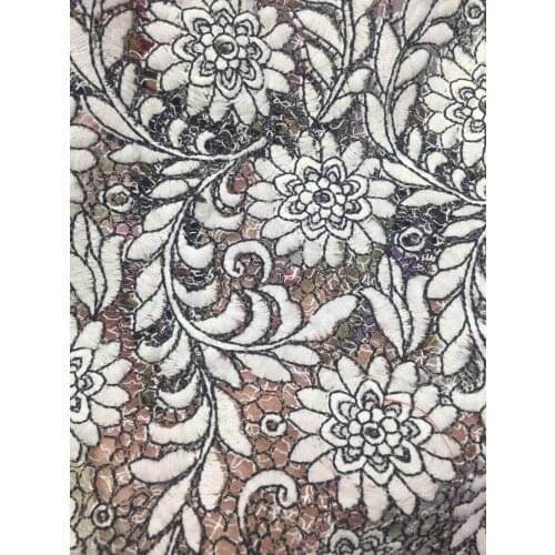 Free shipping 5yards HT01#Black and white rope embroidery wedding dress for bridal wedding dress/sawing Free shipping