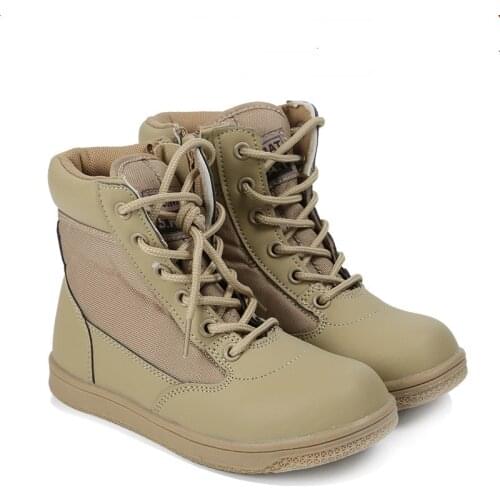 Spring autumn children tactical leather ankle martin boots girl boy kids non slip wear resisting breathable lightweight shoes
