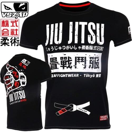 Jiu Jitsu VSZAP Brazilian judo fighting judo fighting fitness hipster male short-sleeved T-shirt black belt training suit