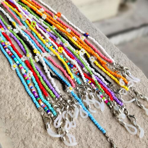 Hand Made Beaded Sunglasses Chains For Women Glass Bead Flowers Daisy Eyeglasses Chains Lanyard Glasses Mask Jewelry Wholesale