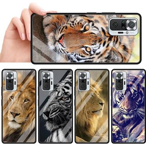 Lion Tiger Animals Cases For Redmi K30 K40 Pro 9 9A 9C Smartphone Couqe Note 10 9 8 Pro 8T 9S 9T 7 Tempered Glass Cover Capa