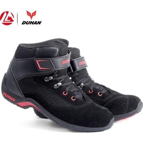 DUHAN Motorcycle Boots Men Summer Mesh Moto Boot Racing Street Motocross Motorcycle Shoes Breathable Botas Moto Protective Gear