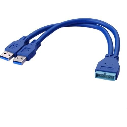 Dual 2 Port USB3.0 USB 3.0 A Male to Motherboard Mainboard 20Pin Cable Adapter 19 Pin USB Extension cable