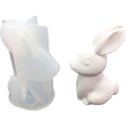 Soap Molds Easter Bunny Epoxy Mold Rabbit Mold 3D Stitching Rabbit Mold Cartoon Swing Table Mirror Silicone Mold Wax Model