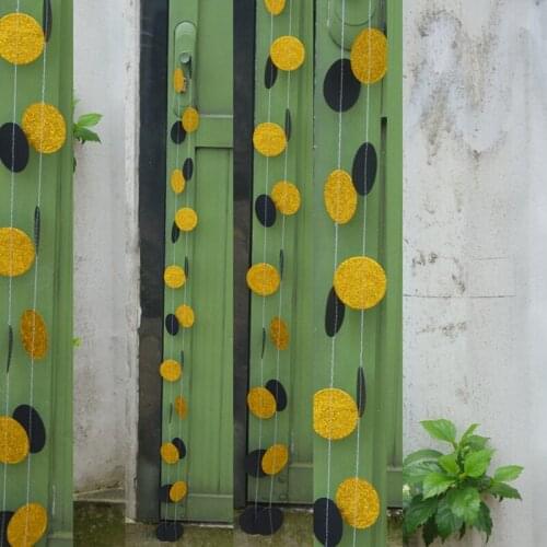 1 set 2m Black Golden Paper Round Garlands Bunting Home Wedding Party Banner Hanging Paper Garland Shower Door Decoration