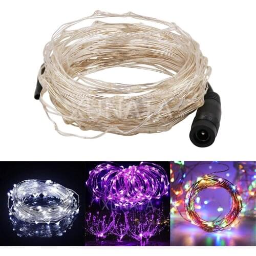 String Lights DC 12V Silver Wire Christmas Festival Wedding Party Decoration Fairy Light 10m 20m 30m