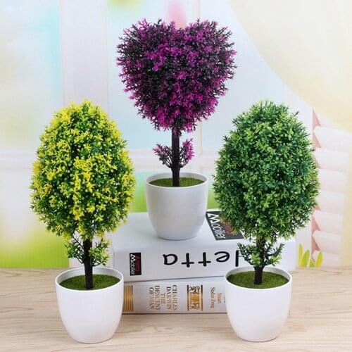 Artificial Plants Bonsai Small Tree Pot Plastic Plants Fake Flowers Potted Ornaments For Wedding Home Hotel Garden Decoration
