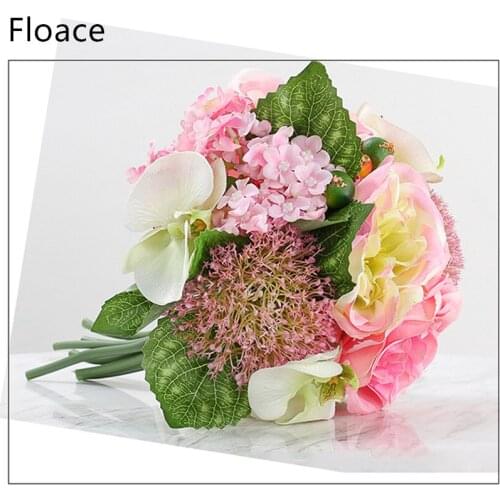 One Set mix hydrangea orchid silk artificial roses decorative wedding flowers fake peony for home room
