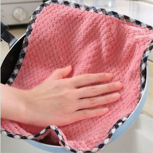 Kitchen Coral Velvet Dish Towel Rag Non-stick Oil Dish Cloth Super Absorbent Thickening Scouring Pad Microfiber Cleaning Cloths