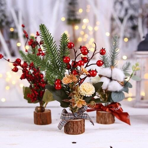 Miniature Christmas Tree Christmas Ornament Decorative Artificial Plant Desk Ornament Table Decor