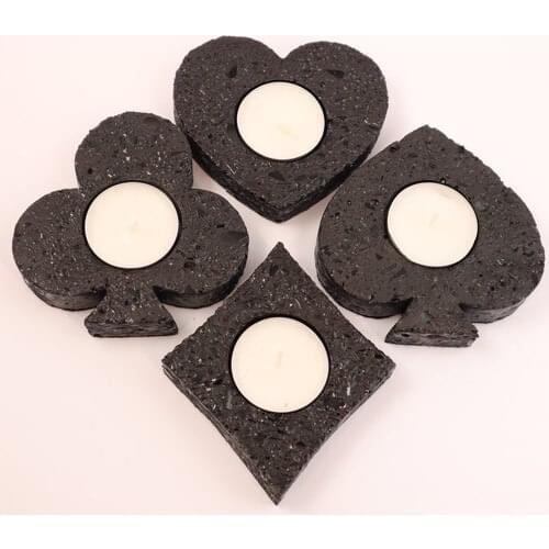 Miniditi Black Color Mug-Tile-Spade-Fly (Playing Symbols) Bright Color Luminous Candle Holder Set
