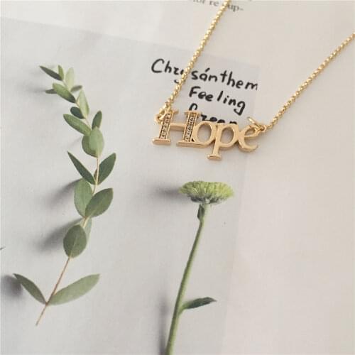 Trendy Gold Color Plating Hope Pendant Delicate Necklace For Women Girl Dainty Lovely Sweet Jewelry Accessory