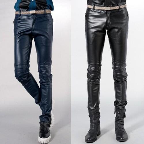 27-44 2019 Mens clothing Hair Stylist fashion Hip hop Motorcycle locomotive leather pants trousers plus size costumes