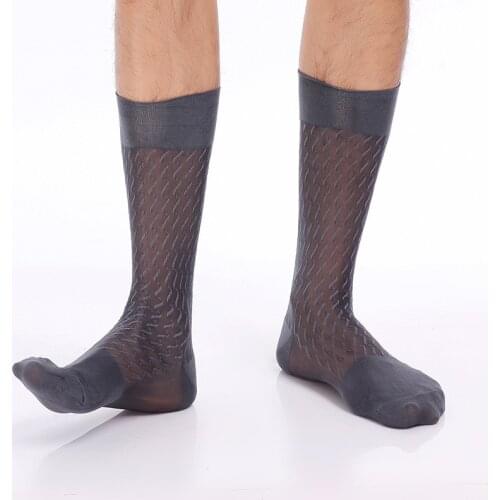 Mens Socks Business Dress Socks Sexy Male Formal Dress Sexy Sheer Socks Business Men Wearing Ultra-thin Sexy Male Sheer Socks