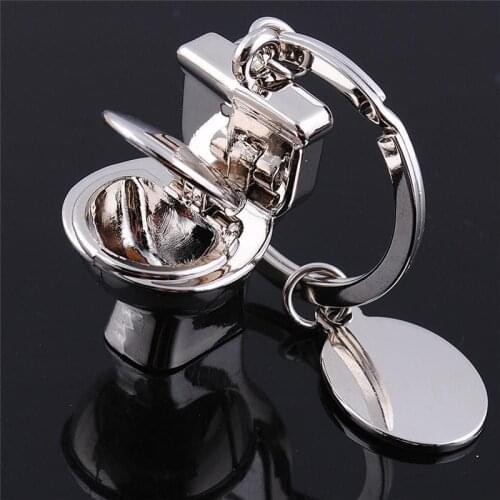 Novelty Trinket Mini Cute Toilet Keychain Color Friend Funny Gift Key Ring Cool Unique Water Closet S119