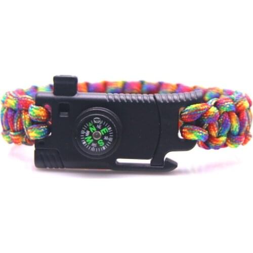 Outdoor Essential Colorful Outdoor Camping Paracord Parachute Rope/Cord Emergency Survival Bracelet Sport Charms For Men