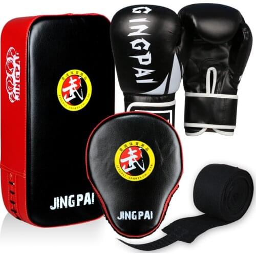4PCS Set MMA Kick Boxing Gloves Muay Thai Foot Target With Adult Martial Arts hand Mitts Gloves Target 1Roll Hand Wraps Gift