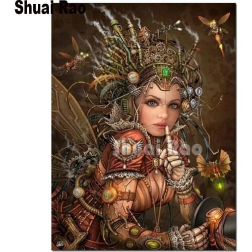 Full square round Diamond Painting robot woman diamond art 3d Picture with rhinestones mechanical 5d diy cross Stitch cartoon