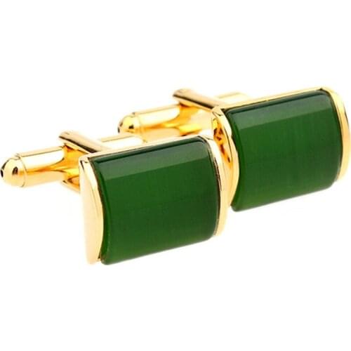Romantic Green And Gold Cufflinks Imitation Crystal Cuff links French Cuff links Nail Sleeve Button For Wedding