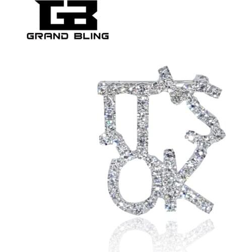 Bling Brooch Jewelry Unique Gift "ITS OK" Word Pin