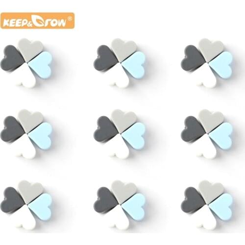 Keep&Grow 14mm 30pcs Heart Silicone beads Food Grade Silicone Teethers BPA Free Baby Products DIY Chewable Pacifier Accessories