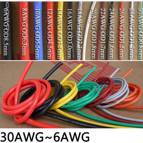 5M/10M Wire Cable Super Soft Silicone Insulated 30 28 26 24 22 20 18 16 14 12 11 10 9 8 7 6 AWG Electronic Lighting Copper Wire