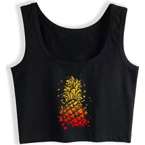 Crop Top Female Pineapple Pineapple Pineapple Comic Harajuku Print Tops Women