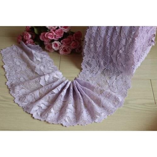 18cm wide 2 yds/lot,Lavender Fog Handmade Hair Decoration Wide Elastic Stretch Lace Trim wedding dress skirt lace trim