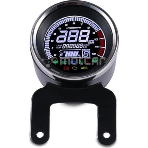 12V Universal Motorcycle Speedometer LED Digital Indicator Light Tachometer Odometer Oil Meter Multifunction Night Vision Dial