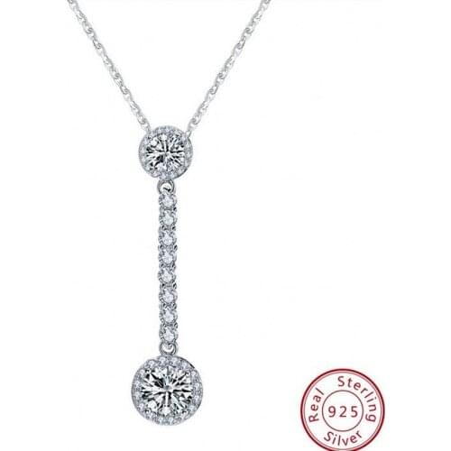 Vecalon Fashion Tennis pendant 925 Sterling silver AAAAA zircon Wedding Pendants with necklace for Women Bridal Jewelry Gift