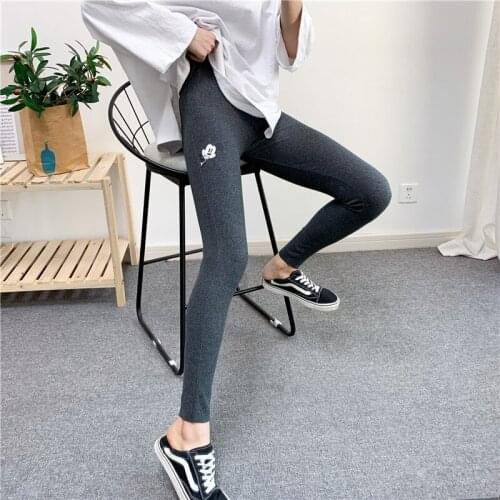 Spring new womens leggings Mickey print trousers fine thread cotton pencil feet stretch tight cropped trousers