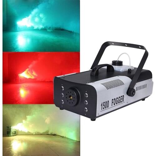 High Quality 1500W RGB 3in1 LED Smoke Machine Remote/wire Control fog Machine Disco Stage Lighting DJ effect fogger projector