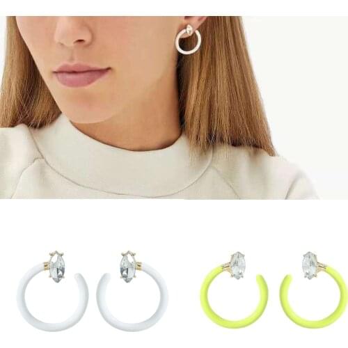 Miwens Bohemia Metal Paint Hollow Out Round Dangle Drop Earrings for Women 2021 Trendy Bright Crystal Circel Hanging Earrings