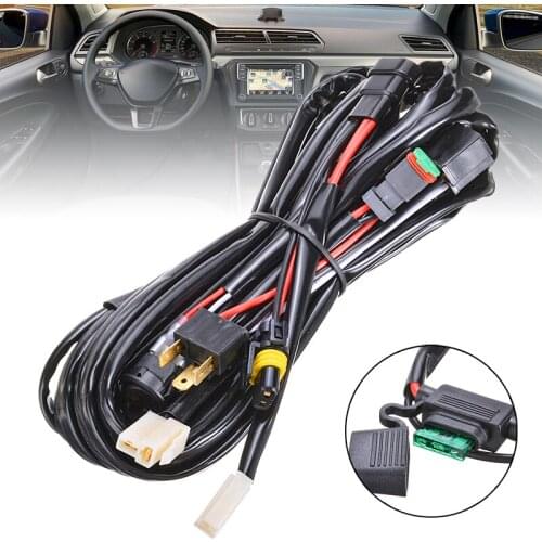 1set 40A 12V LED Plug Play Driving Light Wiring SMART Harness Kit HB3 + H4 Piggy Back Adaptors Dual Output With DTP Connector