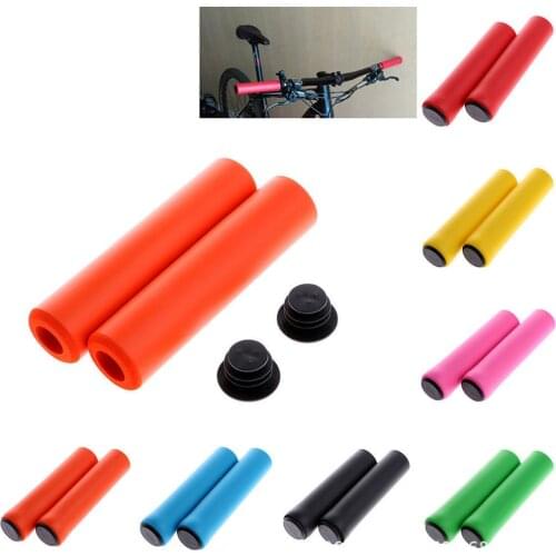 1 Pair Bicycle Handlebar Grips Cover Wrap Comfortable Silicone Mountain Bike Handle Bar Anti-skid Sleeve 7 Color Optional