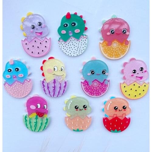 10/20 Cartoon Cute Acrylic Rainbow Fruit Cartoon Series Flat Back Scrapbook Hair Bow Center Embellishment DIY Accessories 036
