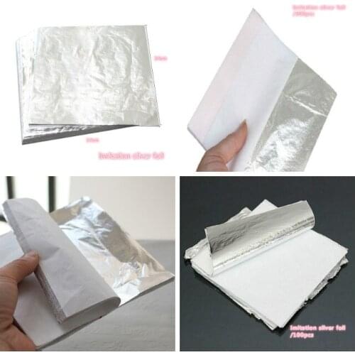 100pcs imitation silver foil paper packaging crafts for bronzing DIY craft decoration home decoration 14*14cm
