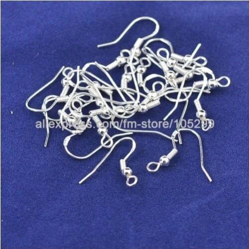 200PCS 18MM Making DIY jewelry findings silver hook earrings 925 Sterling Silver French Ball hooks earrings Silver