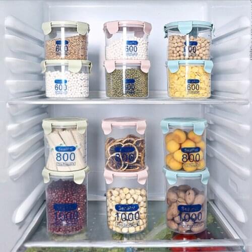 600ml/800ml/1000ml Plastic Storage Jar Transparent Storage Bottle PP Clear Sealed Jars Food Storage Containers Kitchen Supplies