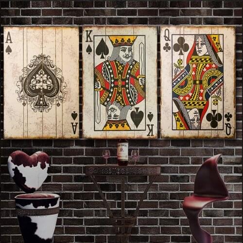 AliExpress Poker Card Black Canvas Painting Retro Creative Card Bar Internet Coffee Restaurant Restaurant Decorative Painting