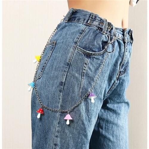 Creative Resin Love Small Mushroom Multilayer Body Chain Female Personality Punk Pendant Waist Chain
