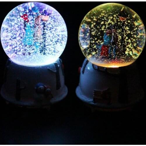 Girlfriend Valentine Christmas Snow Rotate Light Voice Control Music Box Birthday Gift Globe Snow House Crystal Ball Santa Claus