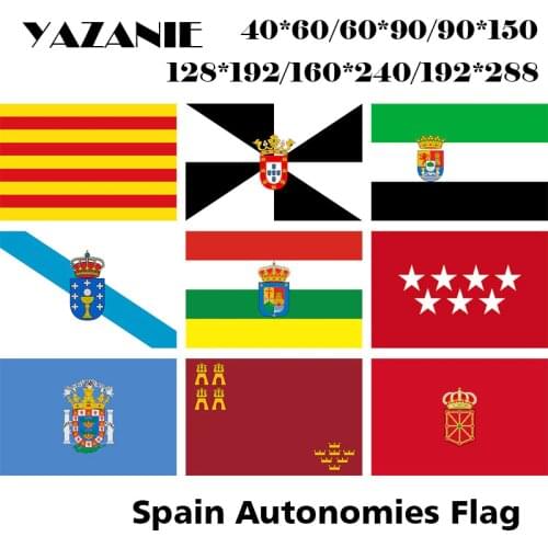 YAZANIE Double Sided Spain Catalonia Ceuta Extremadura Galicia La Rioja Madrid Melilla Spanish 90*150cm 3*5ft Flags and Banners
