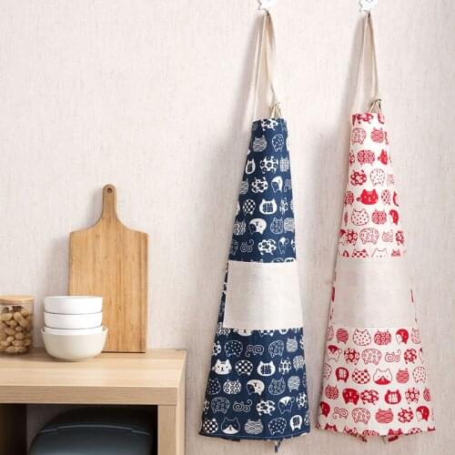 Cotton And Linen Fabric Art Fashion Printing Apron Home Sleeveless Apron Kitchen Anti-Oil Apron Cooking Gown