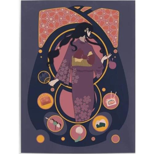 HD Printed Pictures Wall Artwork Anime Girl Canvas Painting Home Decoration Modular Summer Festival Night Poster For Living Room