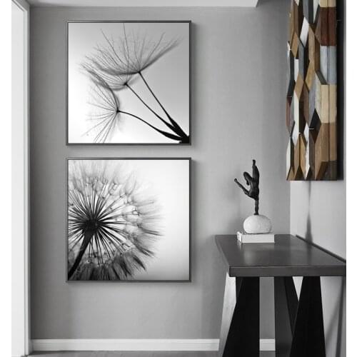 Dandelion Flower Canvas Painting Modern Black And White Art Pictures for Living Room Decoration Abstract Wall Posters and Prints