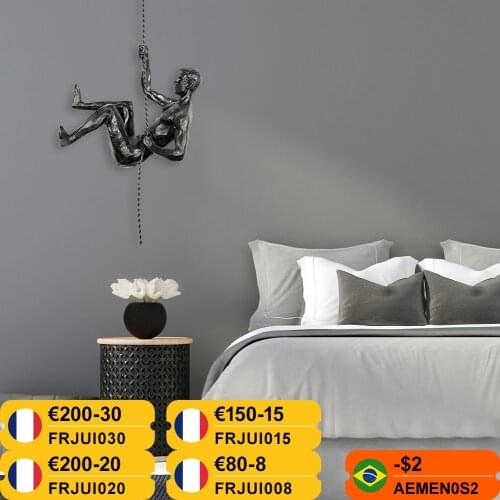 Creative Rock Climbing Man Resin Statue olympic Athlete Sports Figurine Figures Wall Hanging Sculpture Retro Present Home Decor
