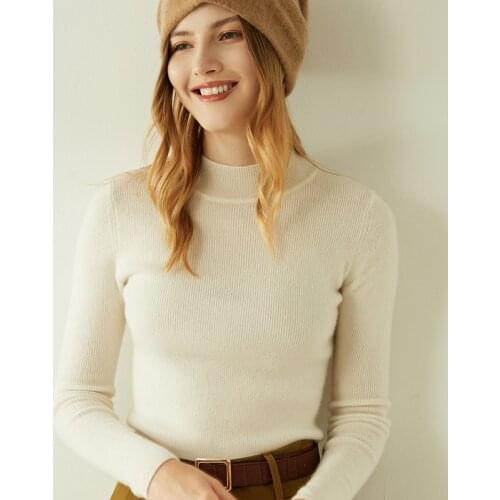 LONGMING Women Sweater 100% Cashmere Pullover Women Knitted Sweater Slim Wool Sweater Jumpers Female Winter Sweaters Long Sleeve